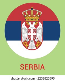 Flag Of Serbia, Serbia flag vector illustration, Serbia flag in a circle.