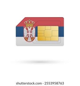 Flag of Serbia. Vector illustration of SIM Card with flag on white background