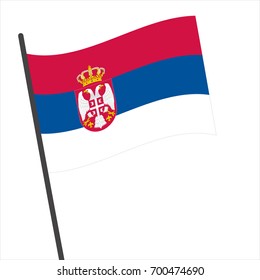 Flag of Serbia , Serbia flag waving isolated vector illustration