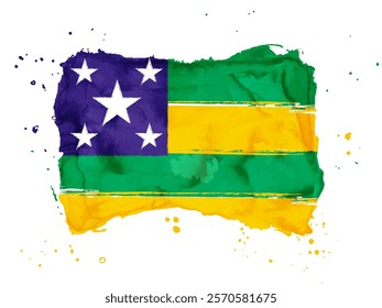 Flag of  Sergipe,  brush stroke background.  Flag State Sergipe of Brazil on white background. Watercolor style for your design, app, UI.  EPS10.