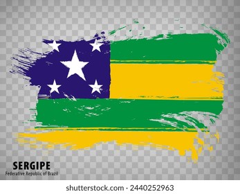 Bandera de Sergipe de pinceladas. República Federal de Brasil. Waving Flag Sergipe de Brasil en fondo transparente para su diseño de sitio web, aplicación, UI. EPS10.