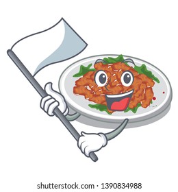 With flag sesame chicken in the character shape