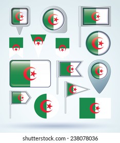  Flag set of Algeria, vector illustration
