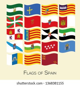 Flag set of all spanish provices. Vector Collection of flag icons. Each flag on separate layer.