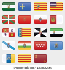 Flag set of all spanish provices. Glossy Flag Button. Vector Collection of flag icons. Each flag on separate layer.