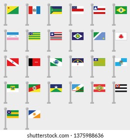 Flag set of all States of Brazil. Vector Collection of flag icons. Each flag on separate layer.