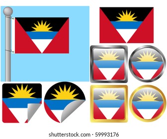 Flag Set Antigua and Barbuda