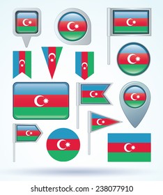  Flag set of Azerbaijan, vector illustration