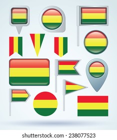  Flag set of Bolivia, vector illustration