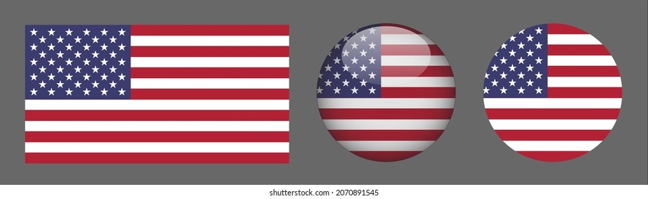 flag set collection, button rounded, flat rounded.
