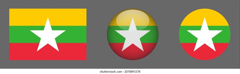 flag set collection, button rounded, flat rounded.