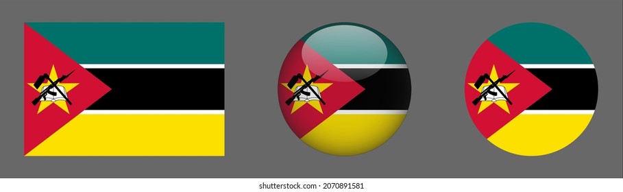 flag set collection, button rounded, flat rounded.