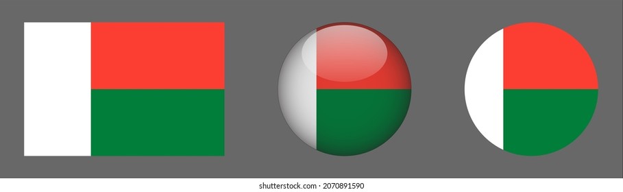 flag set collection, button rounded, flat rounded.