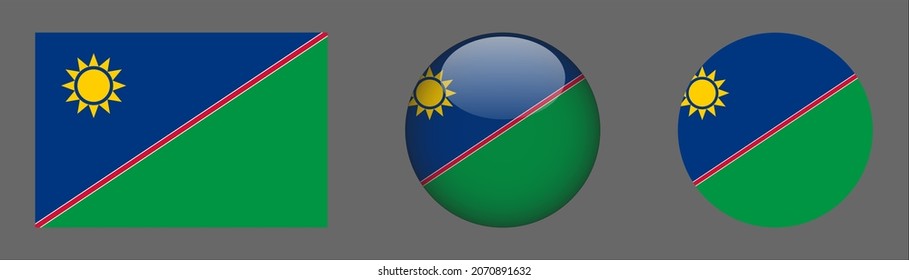 flag set collection, button rounded, flat rounded.