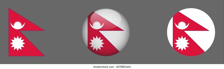 flag set collection, button rounded, flat rounded.