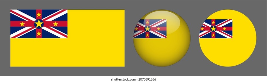 flag set collection, button rounded, flat rounded.