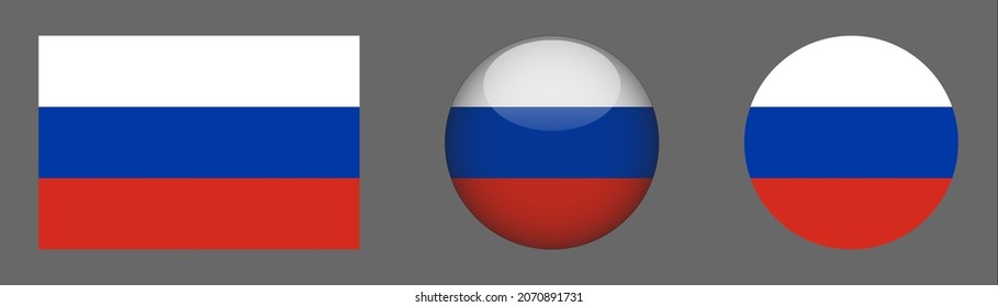 flag set collection, button rounded, flat rounded.