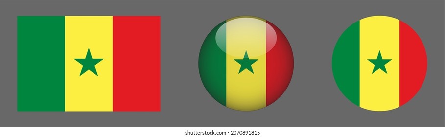 flag set collection, button rounded, flat rounded.