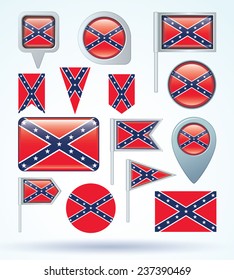 Flag set of Confederate, vector illustration