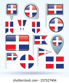 Flag set of dominican republic, vector illustration