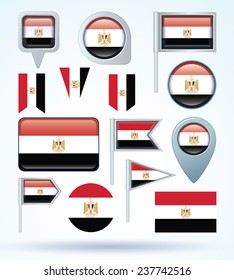 Flag set of Egypt, vector illustration