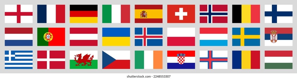 Flag set Europe countries icons