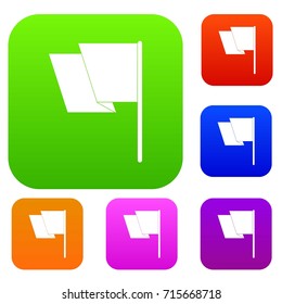 Flag set icon color in flat style isolated on white. Collection sings vector illustration