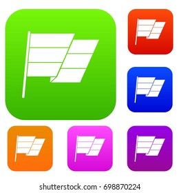 Flag set icon in different colors isolated vector illustration. Premium collection