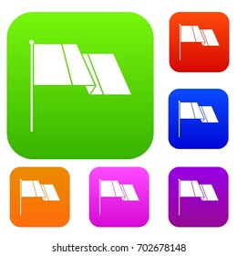 Flag set icon in different colors isolated vector illustration. Premium collection