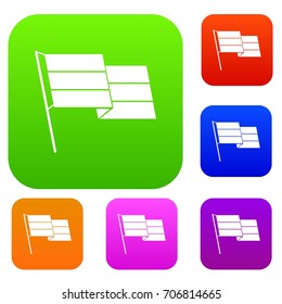 Flag set icon in different colors isolated vector illustration. Premium collection