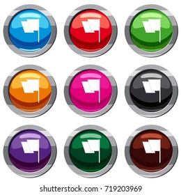 Flag set icon isolated on white. 9 icon collection vector illustration