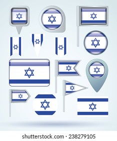 Flag set of Israel, vector illustration