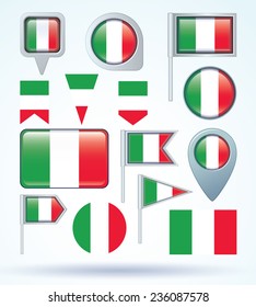 Flag set of italy, vector illustration