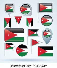  Flag set of Jordan, vector illustration
