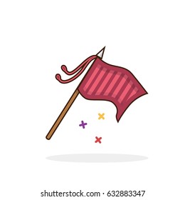 Flag. A set of the knight. A set of the Viking. Set of the Crusader. Vector Icons.