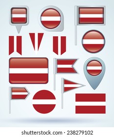 Flag set of Latvia, vector illustration