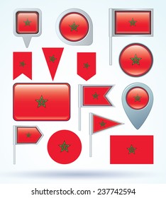 Flag set of Morocco, vector illustration