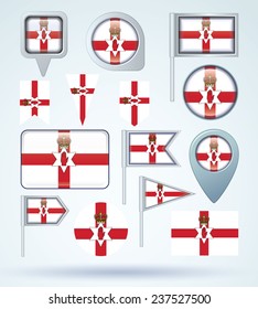 Flag set of North Ireland, vector illustration