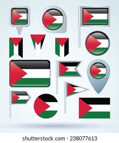  Flag set of Palestine, vector illustration