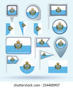 Flag set of San Marino, vector illustration