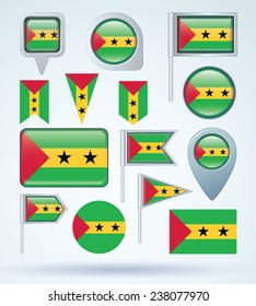  Flag set of Sao Tome and Principe, vector illustration