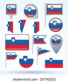 Flag set of Slovenia, vector illustration