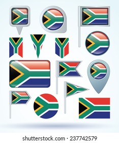 Flag set of South africa, vector illustration
