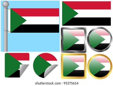Flag Set Sudan