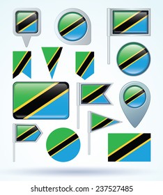 Flag set of Tanzania, vector illustration