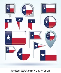Flag set of Texas, vector illustration