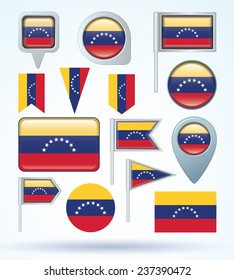 Flag set of Venezuela, vector illustration