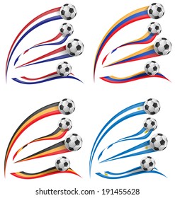  flag set white soccer ball  isolated