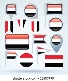  Flag set of Yemen, vector illustration