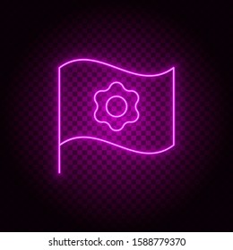 Flag, settings vector icon. Element of simple icon for websites, web design, mobile app, info graphics. Pink color. Neon vector on dark background